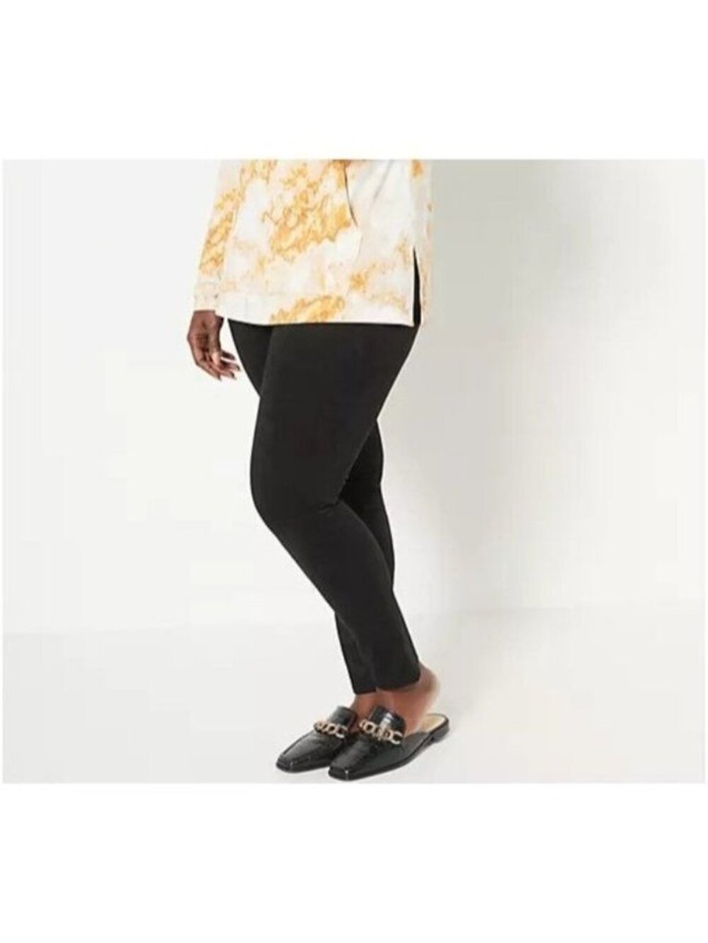 GRAVER Susan Graver  Leggings XL Petite Faux Suede Black Polyester Blend NEW